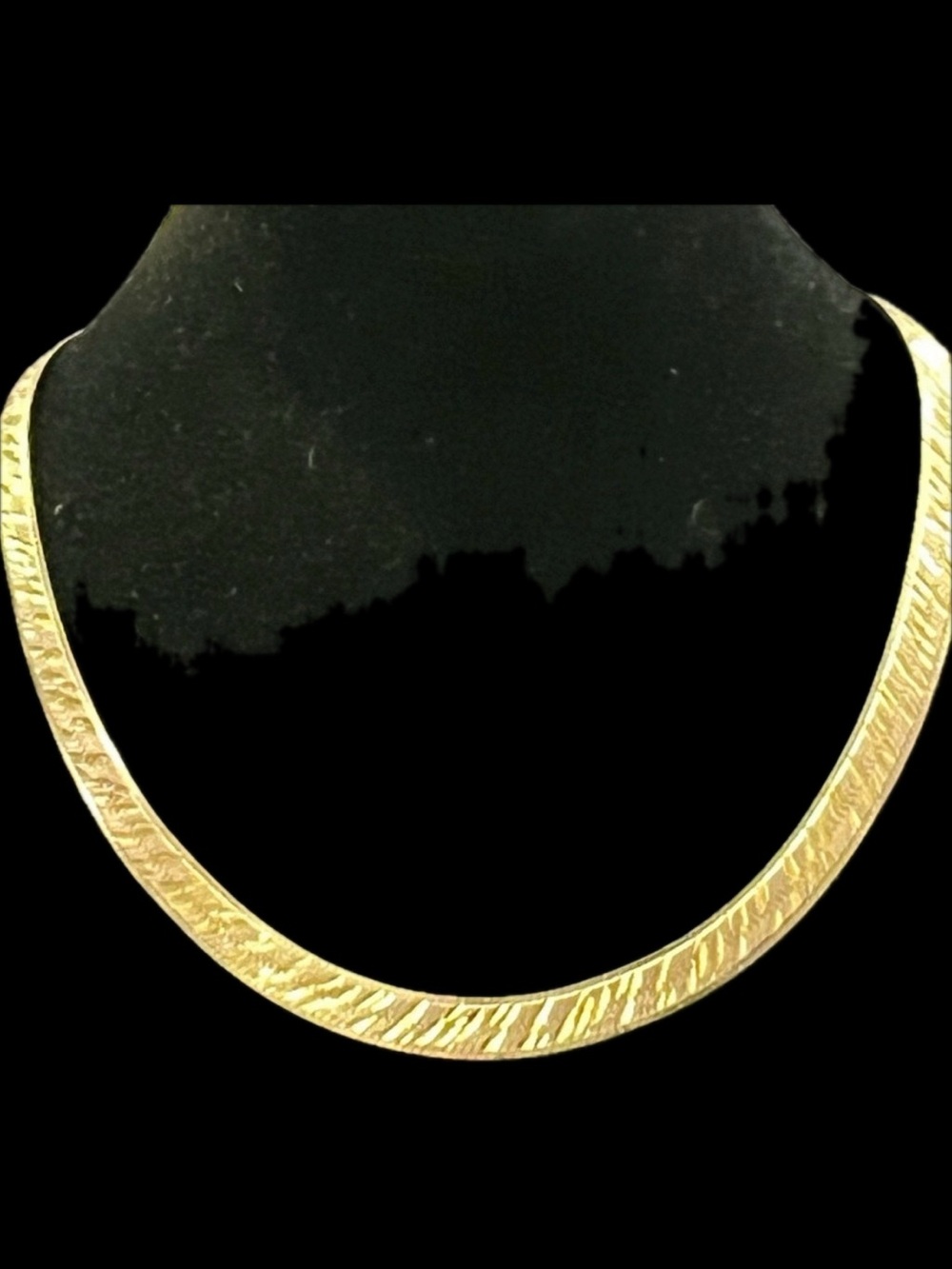 18k Gold Rose Reversible Technibond Diamond Cut Herringbone Necklace Vintage